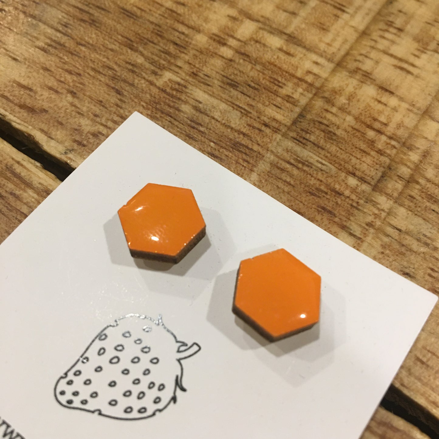 Náušnice - hexagon - Oranžová
