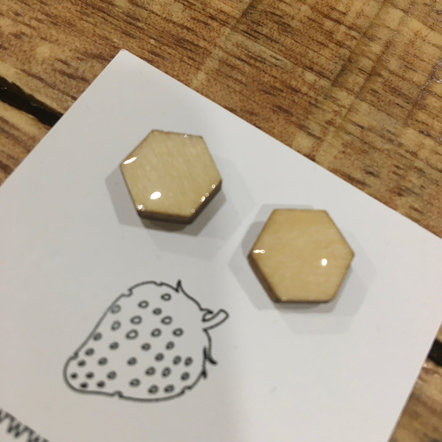 Náušnice - hexagon - Přírodní