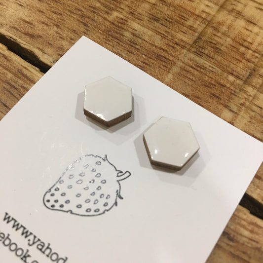Náušnice - hexagon - Bílá