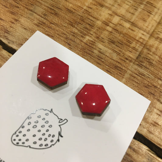 Náušnice - hexagon - Vínová