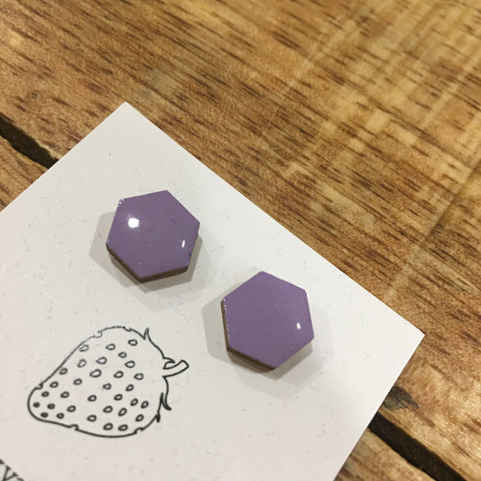 Náušnice - hexagon - Fialová světlá