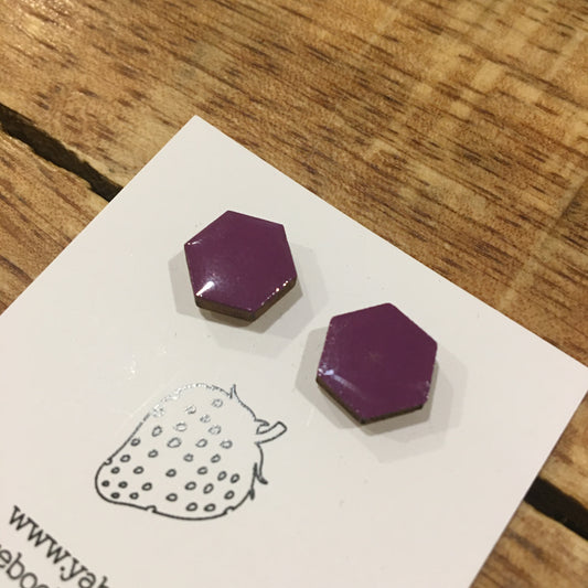 Náušnice - hexagon - Fialová tmavá