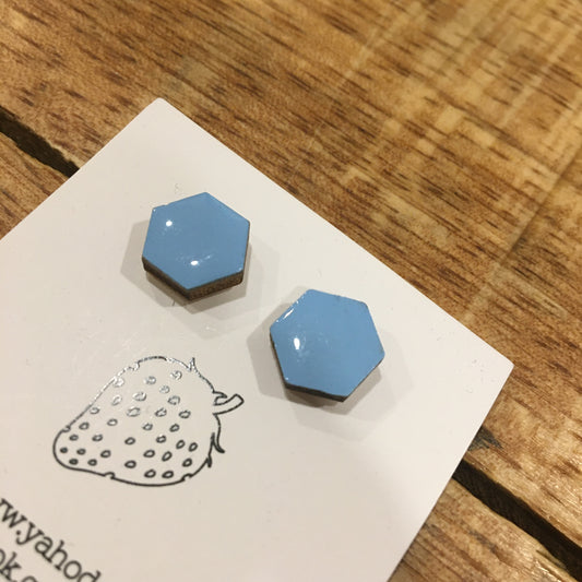 Náušnice - hexagon - Modrá světlá