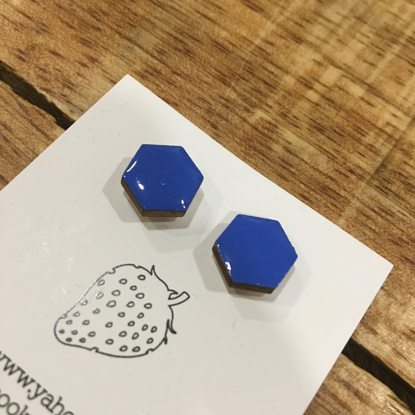 Náušnice - hexagon - Modrá královská