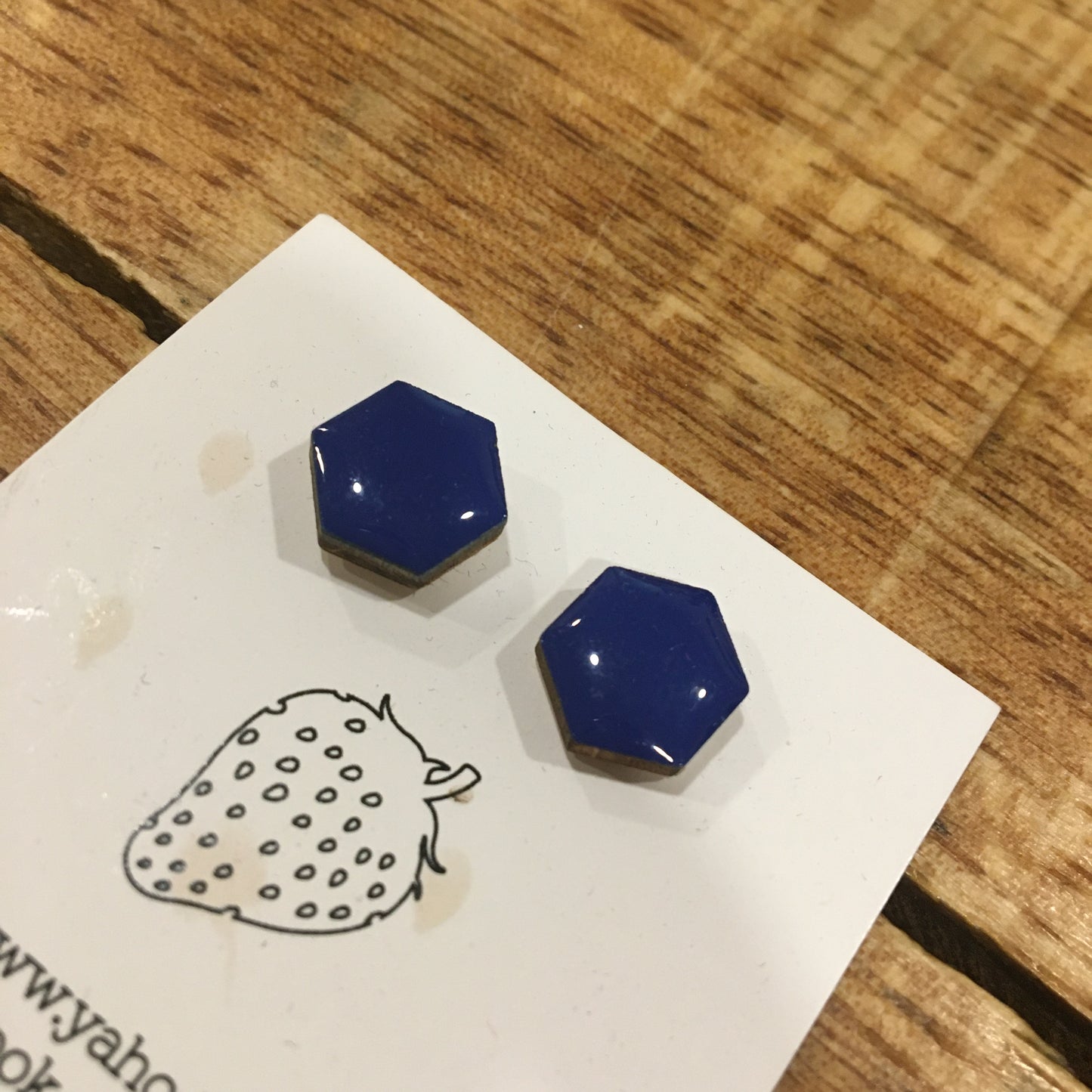 Náušnice - hexagon - Modrá tmavě