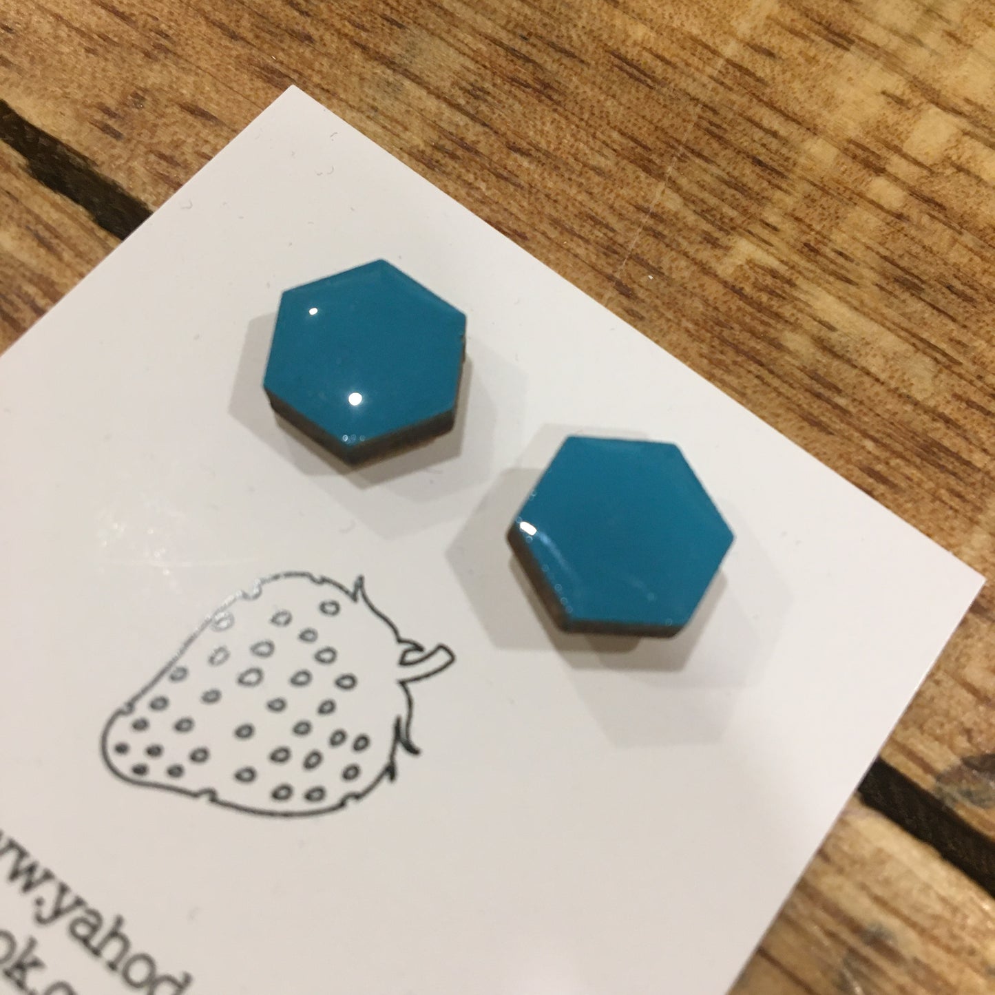 Náušnice - hexagon - Petrolejová