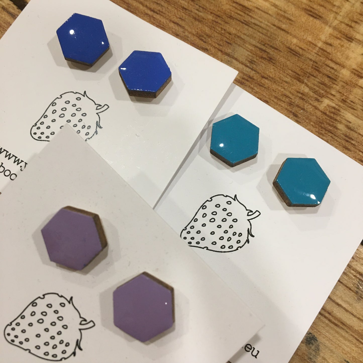 Náušnice - hexagon - Petrolejová