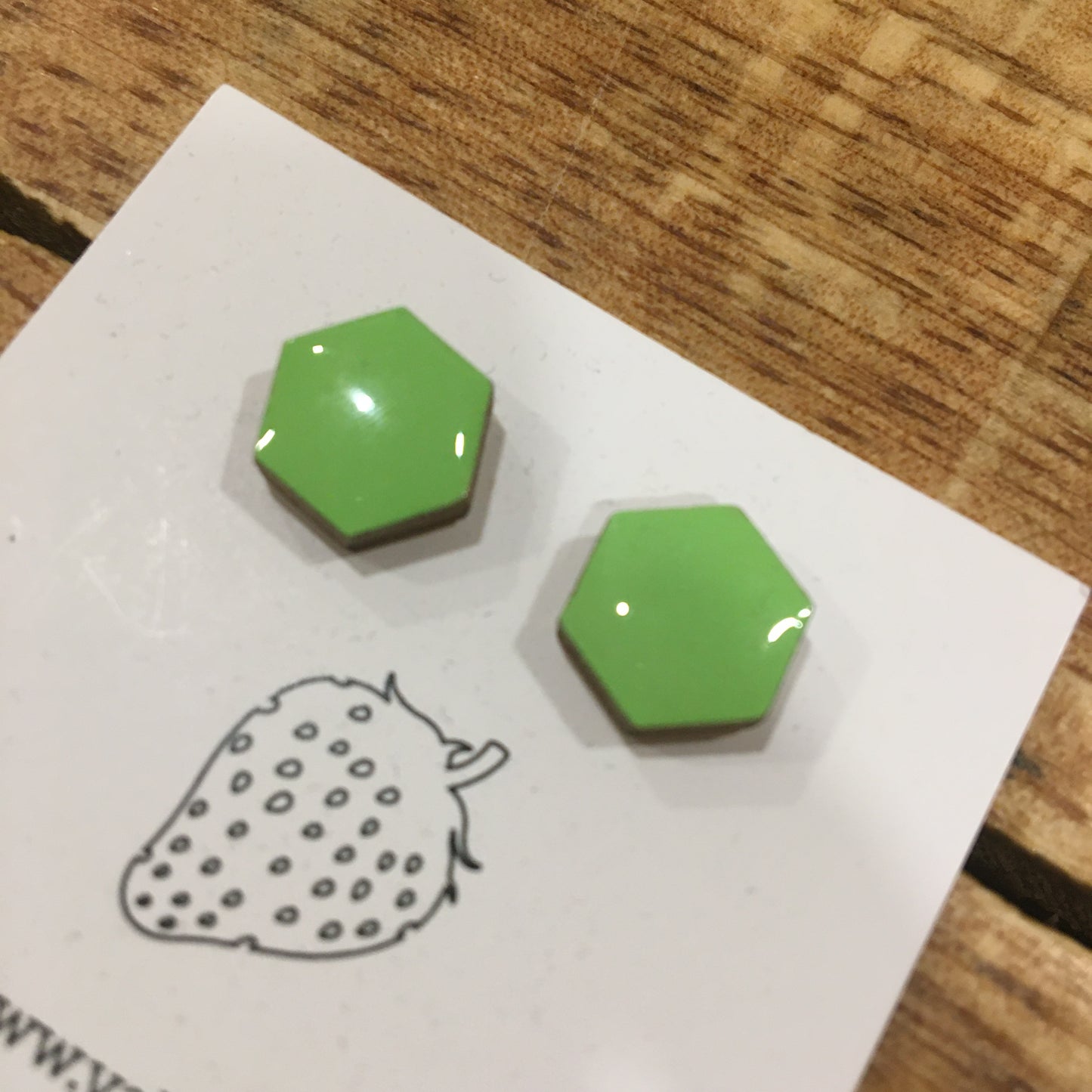 Náušnice - hexagon - Zelená