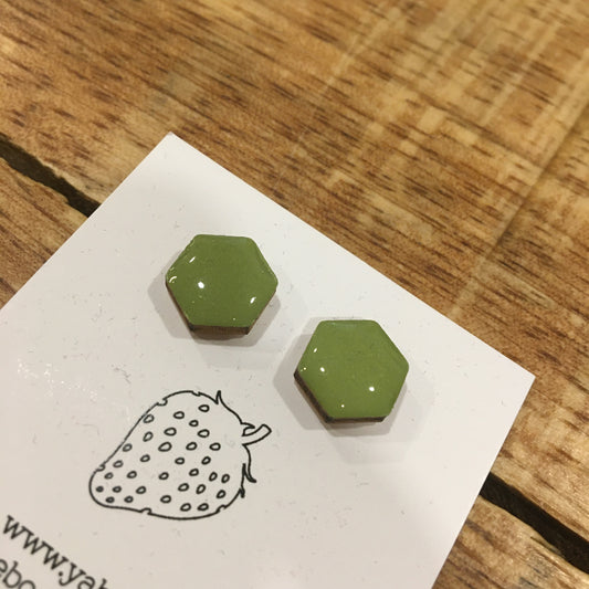 Náušnice - hexagon - Zelená luční