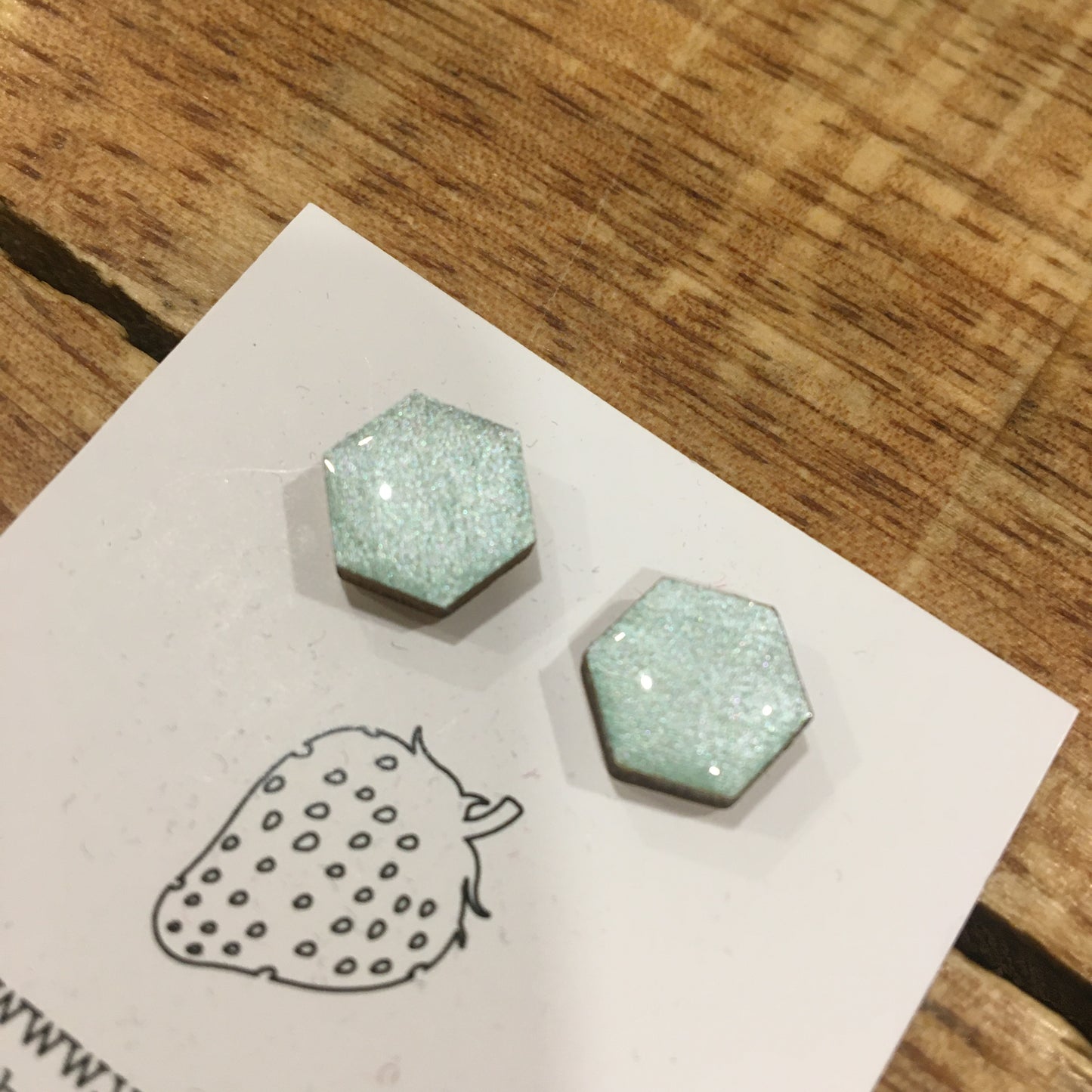 Náušnice - hexagon - Zelená perleť