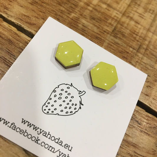 Náušnice - hexagon - Žlutá